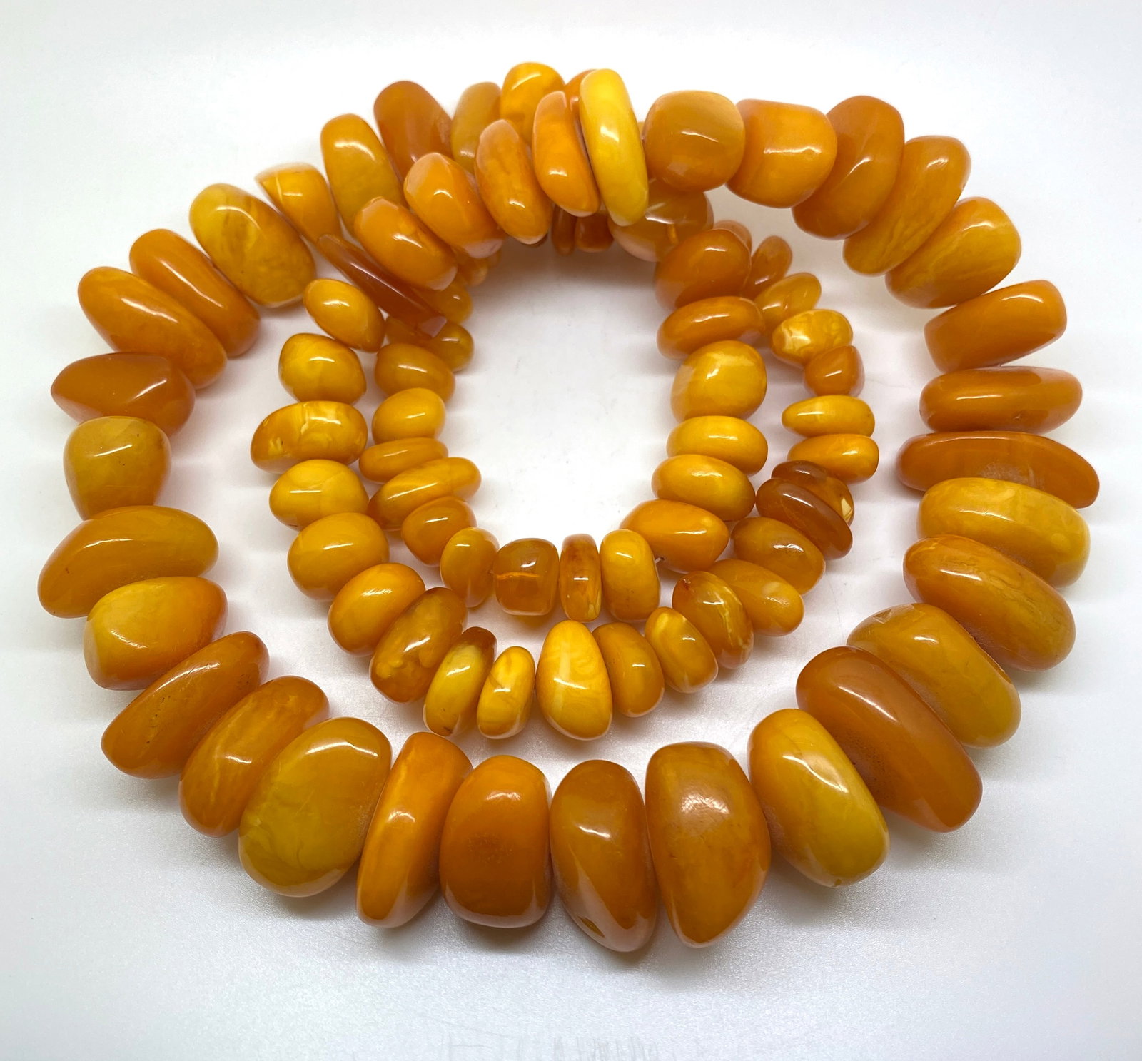 Grand Unique Vintage Amber Necklace made from Rough in shape Amber beads - 6