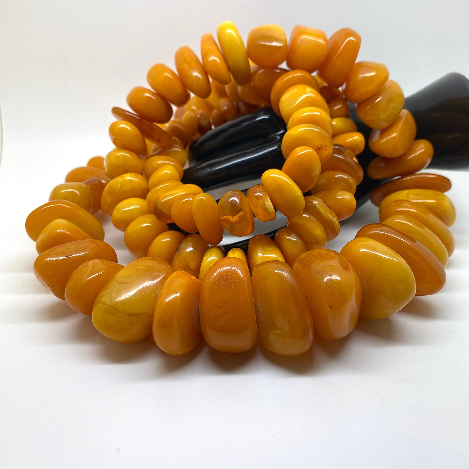 Grand Unique Vintage Amber Necklace made from Rough in shape Amber beads - 7