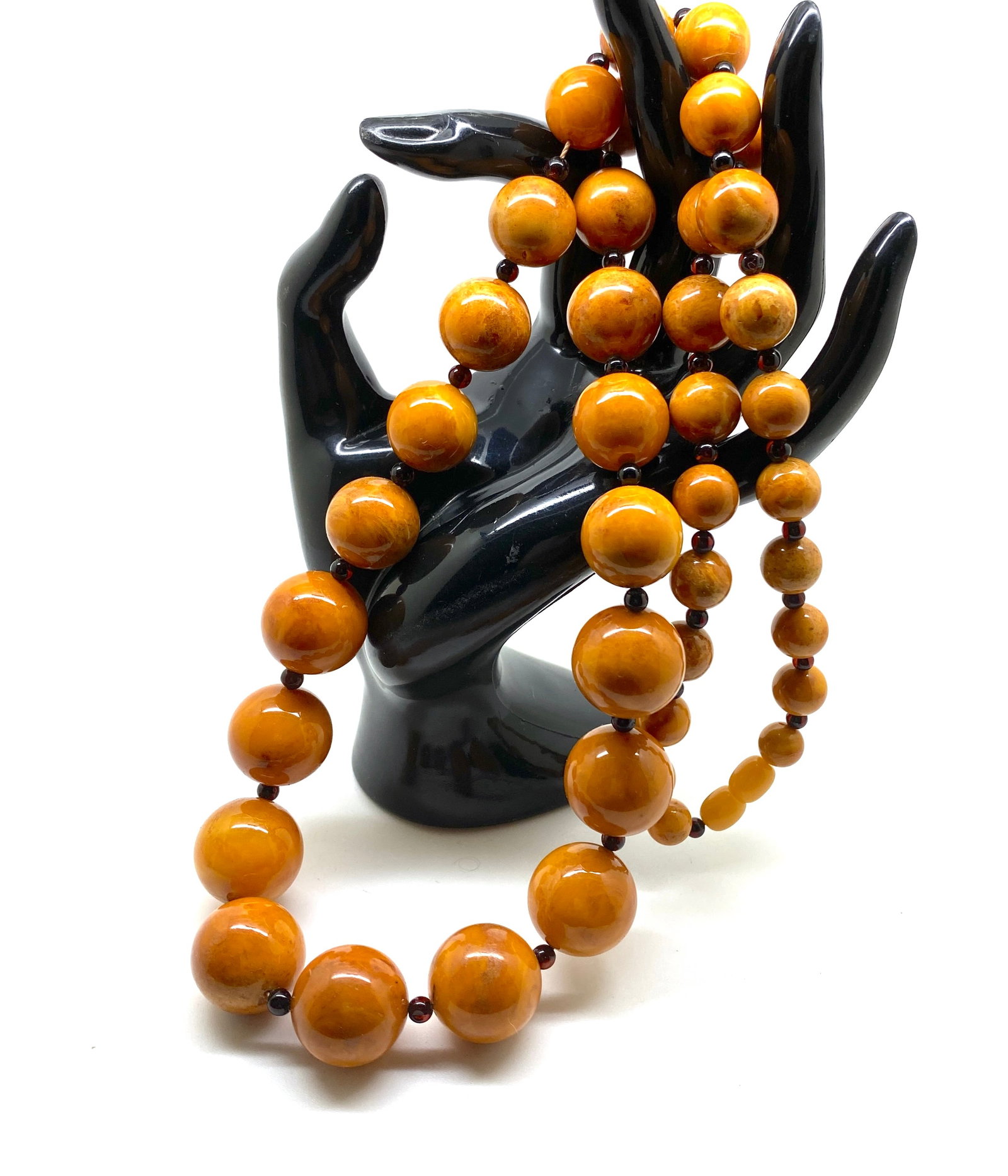 Antique Amber Necklace made from Round Amber beads - 4