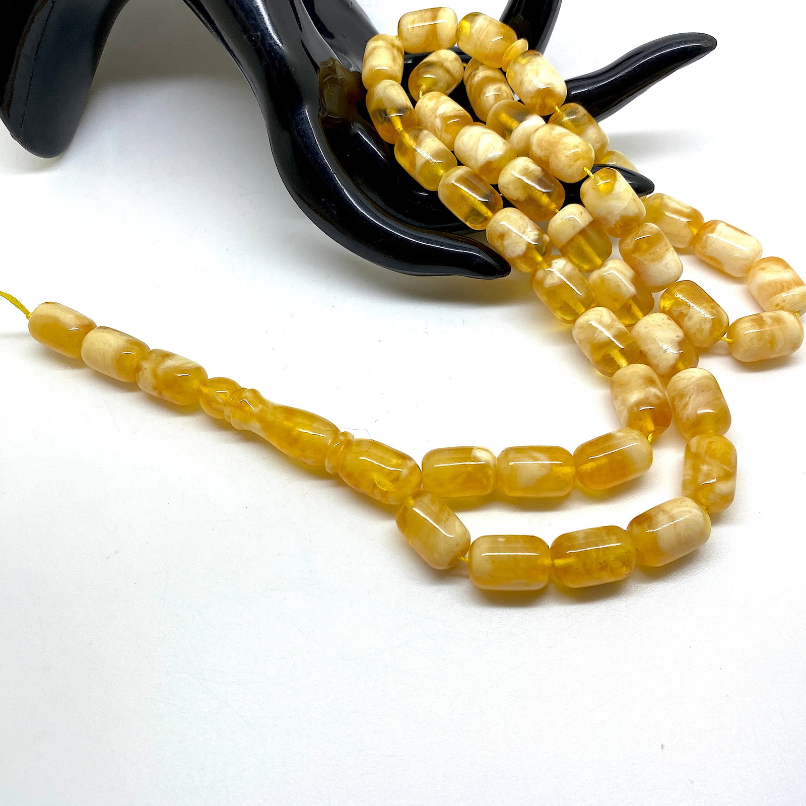 Staggering Unique Vintage Amber Tesbih made from Barrel shaped Amber beads - 2