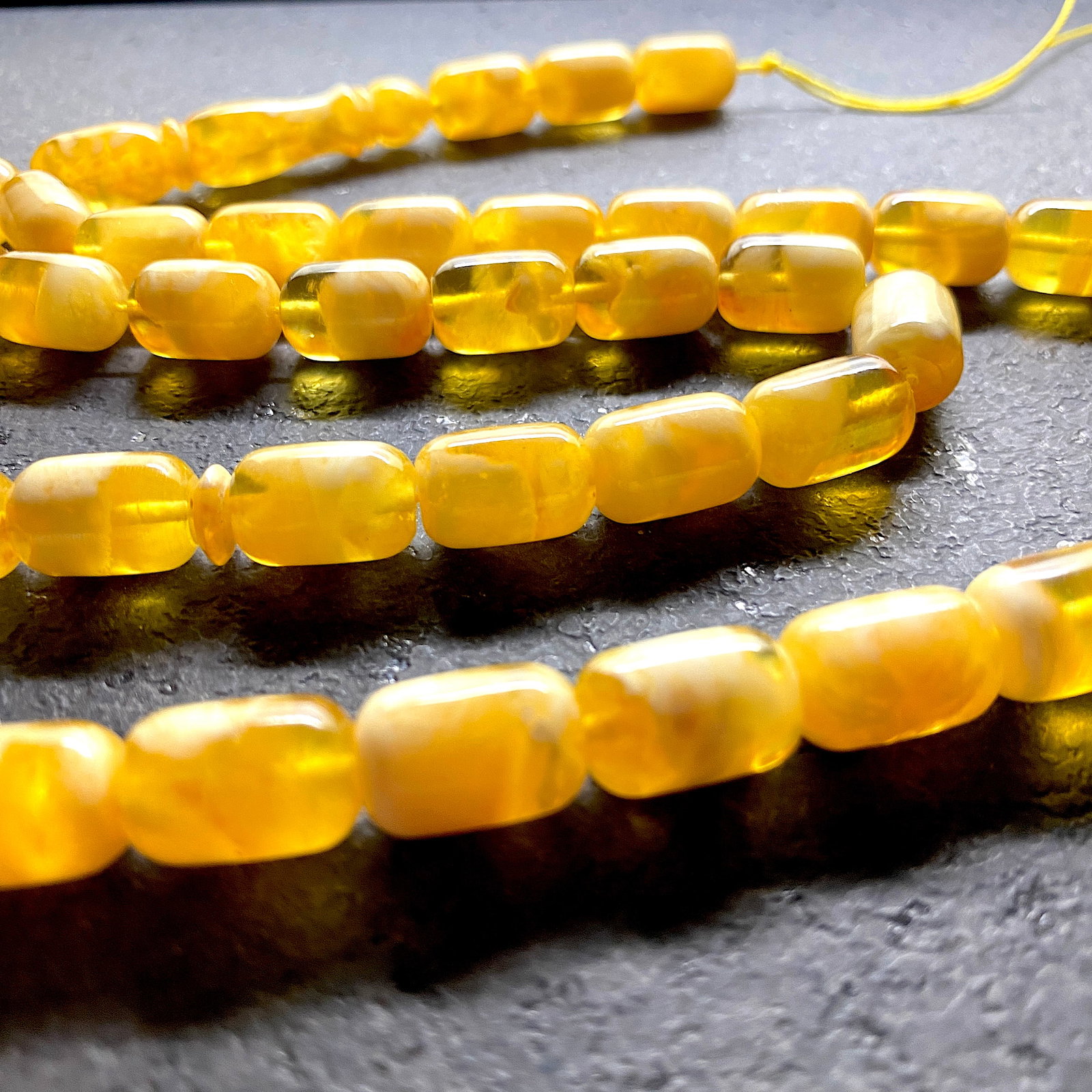 Staggering Unique Vintage Amber Tesbih made from Barrel shaped Amber beads - 9