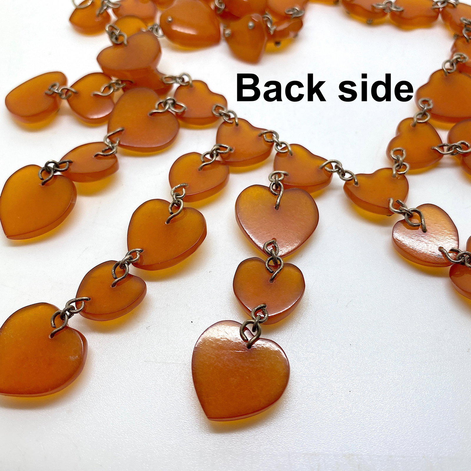 Antique Amber Cleopatra necklace from heart shaped beads - 3