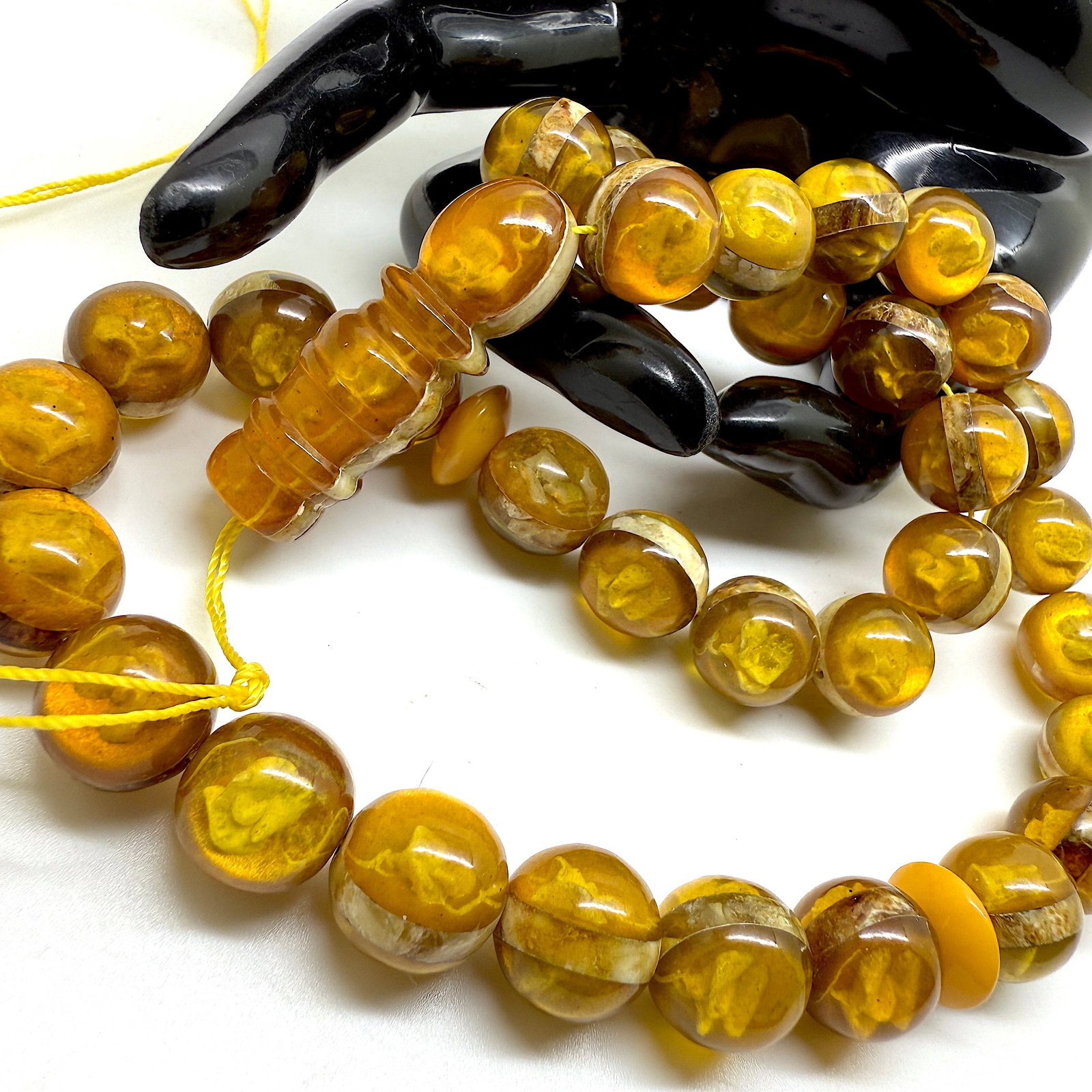 Unique and Fascinating Amber Tesbih made from Round Amber beads - 11