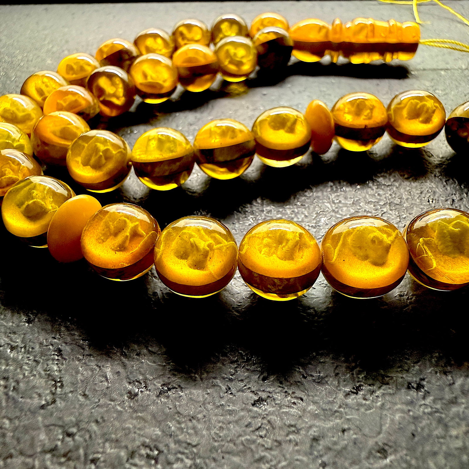 Unique and Fascinating Amber Tesbih made from Round Amber beads - 16