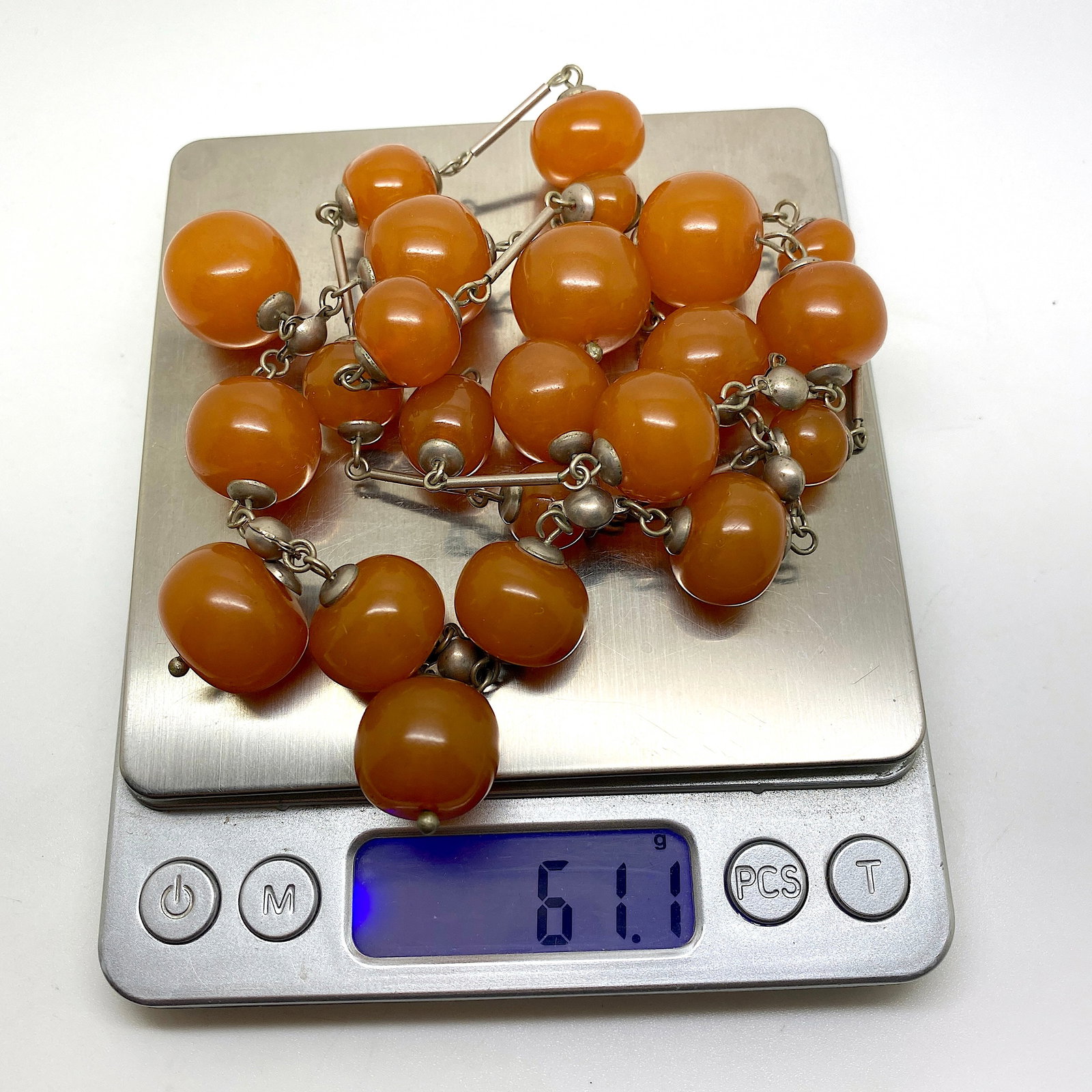 Antique Amber Necklace made from Round Amber beads - 2