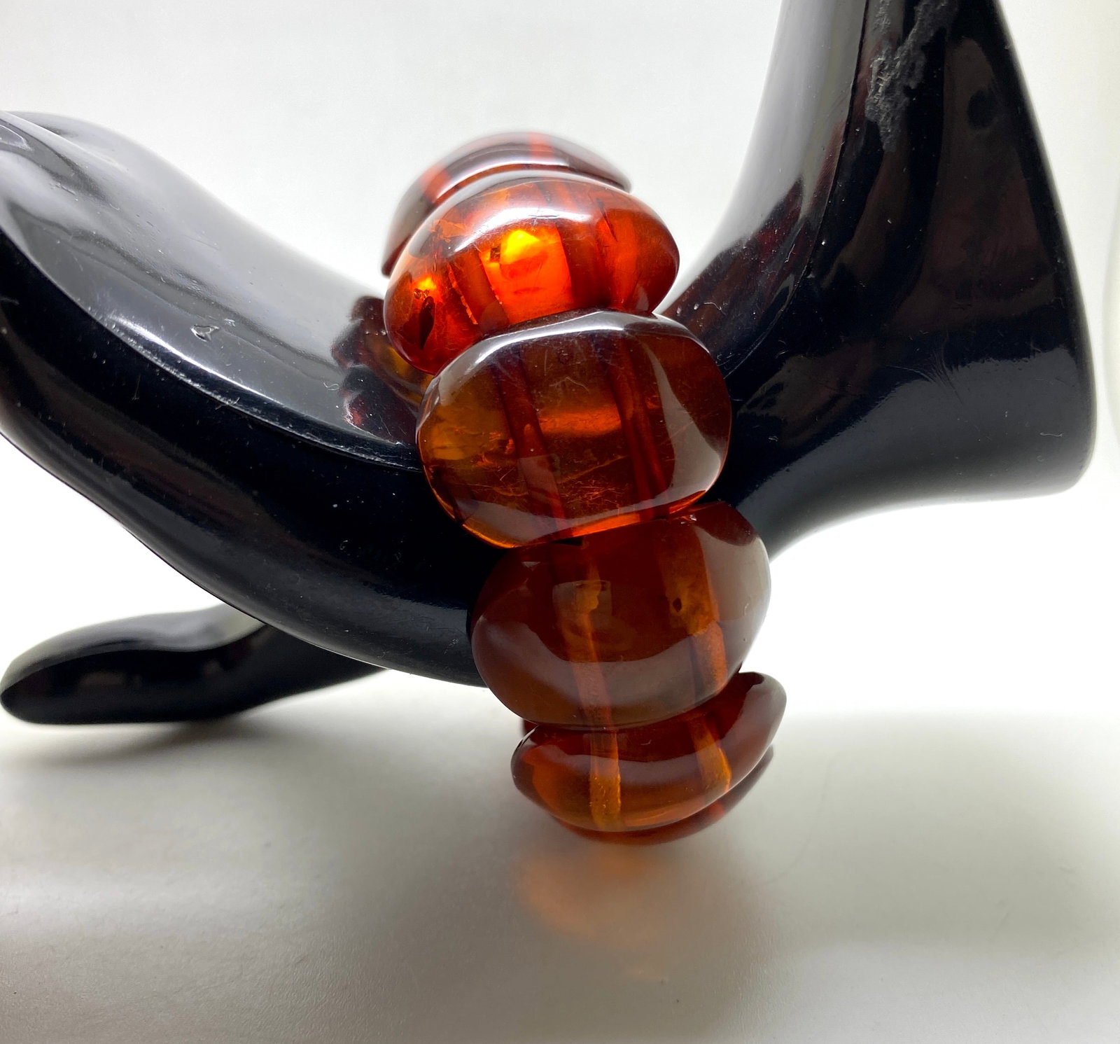 Remarkable Unique Vintage Amber Bracelet made from Plate like Amber beads - 7