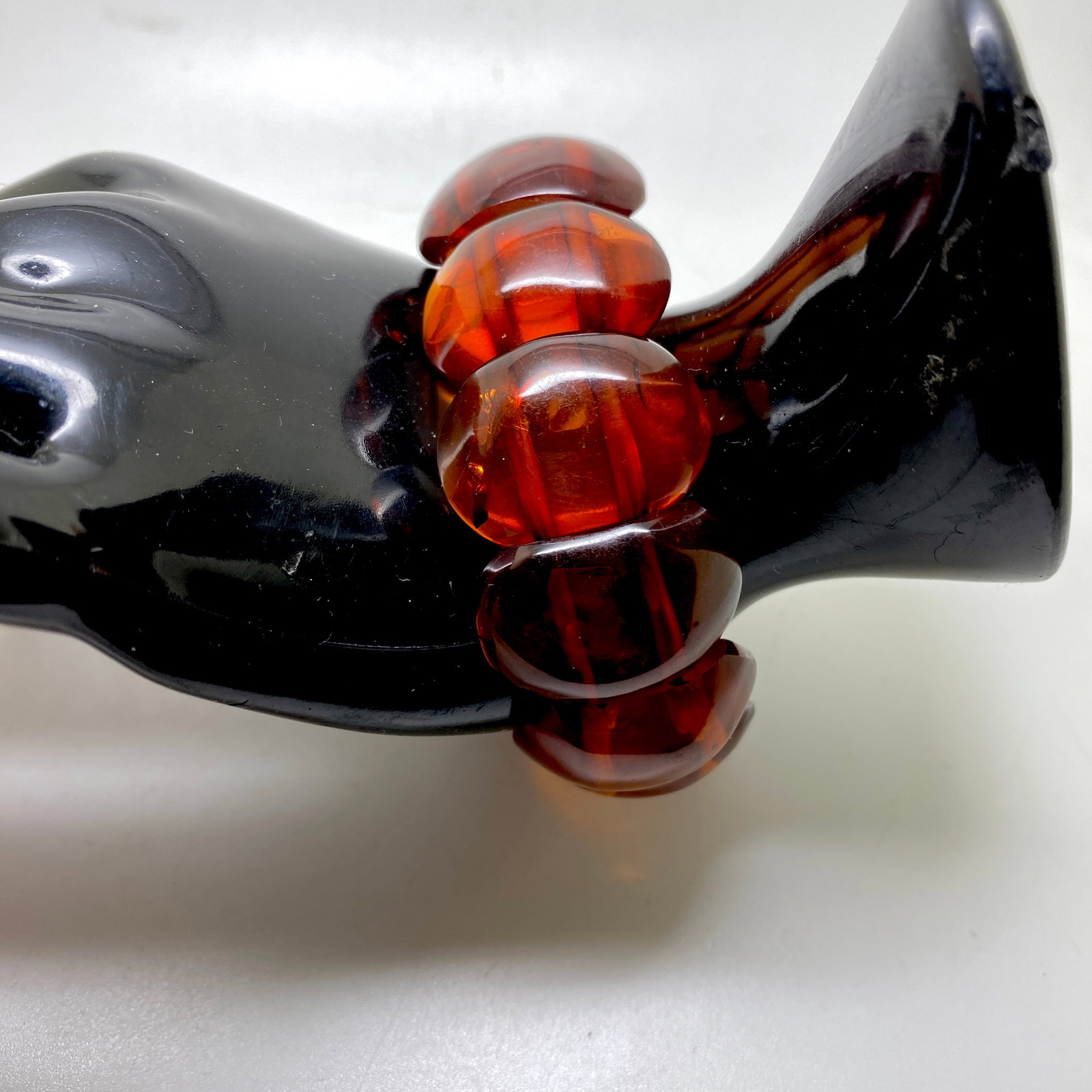 Remarkable Unique Vintage Amber Bracelet made from Plate like Amber beads - 8