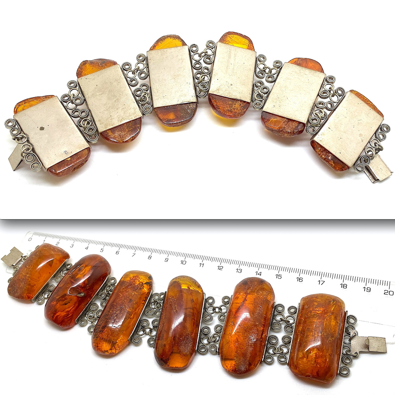 Alluring Amber Bracelet made from Rectangle shaped Amber beads - 3