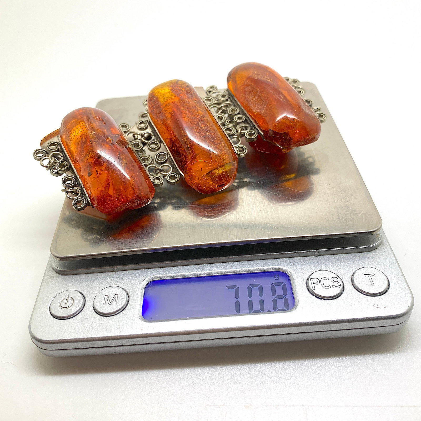 Alluring Amber Bracelet made from Rectangle shaped Amber beads - 6