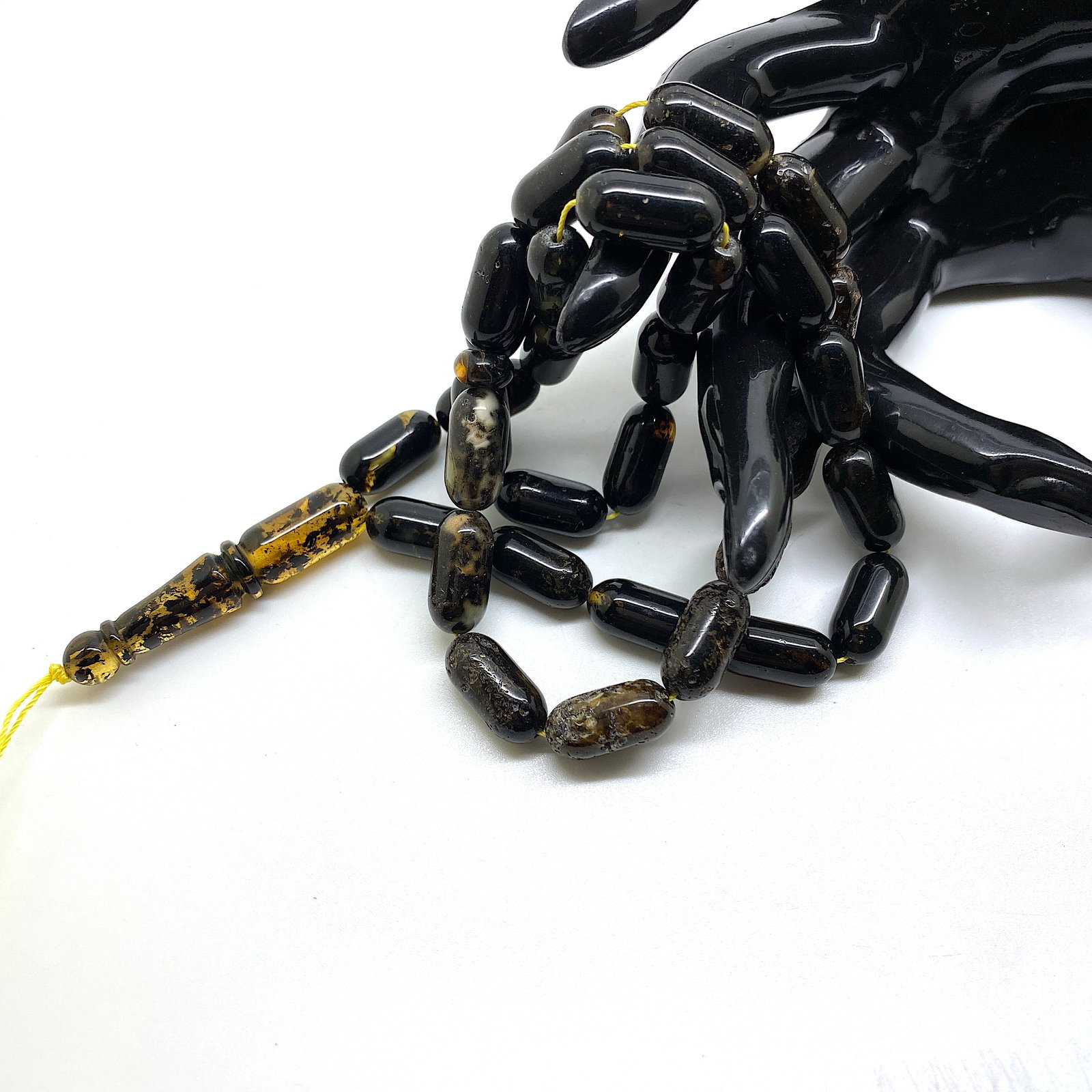 Amber Tesbih made from Barrel tablet shaped Amber beads - 5