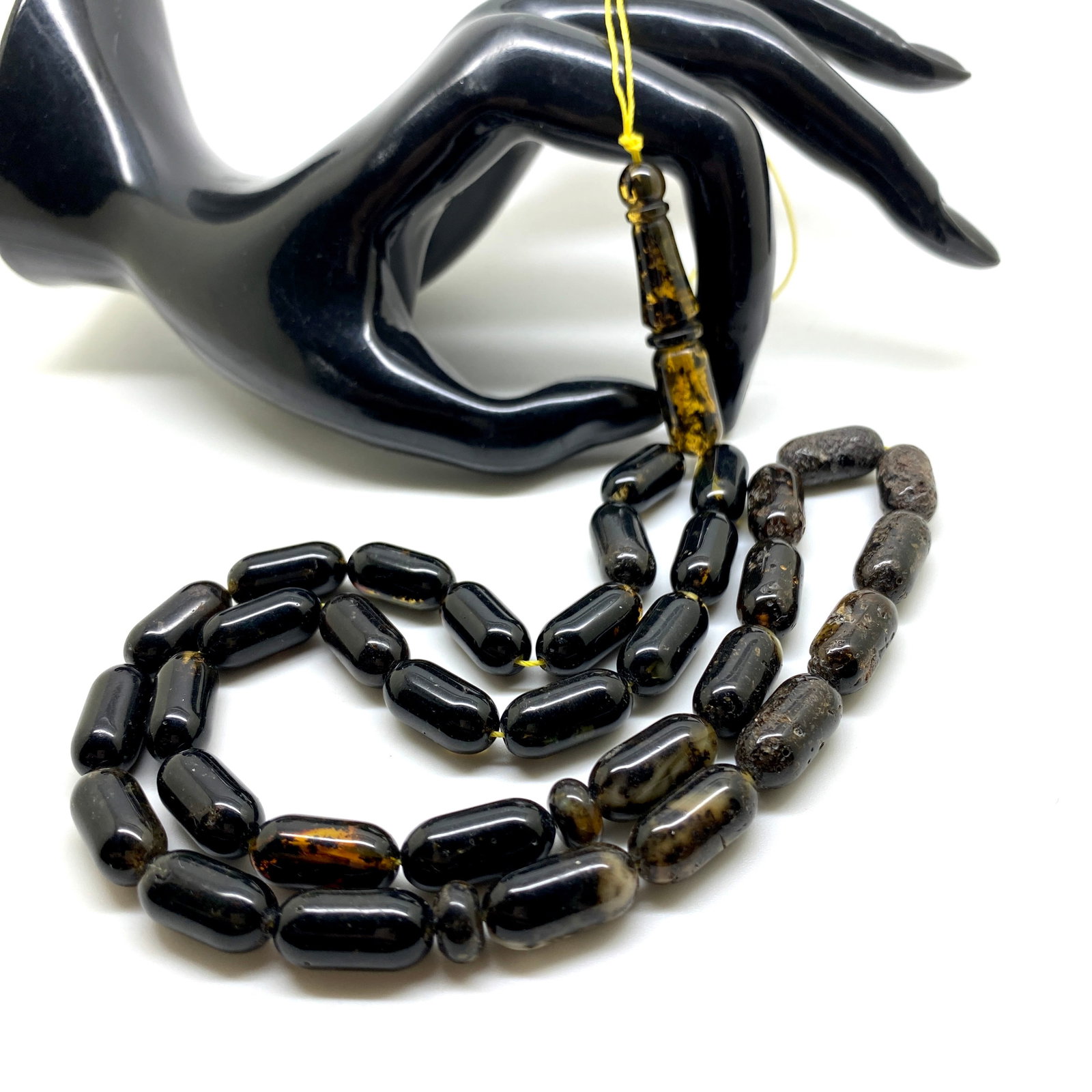 Amber Tesbih made from Barrel tablet shaped Amber beads - 6
