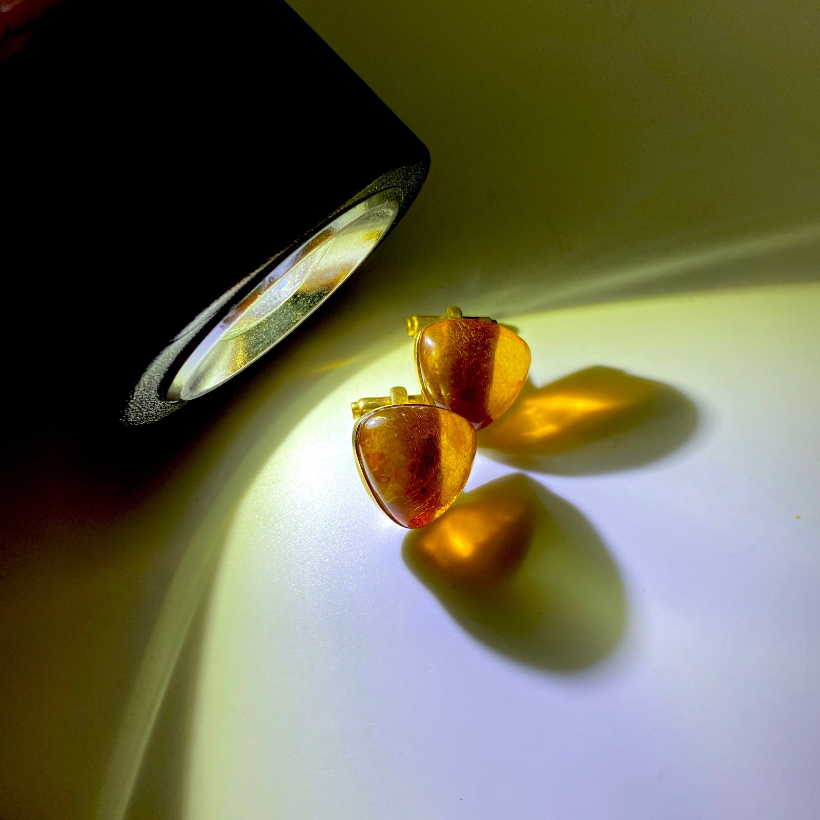 Antique Reuleaux triangle Amber Cufflinks - 2