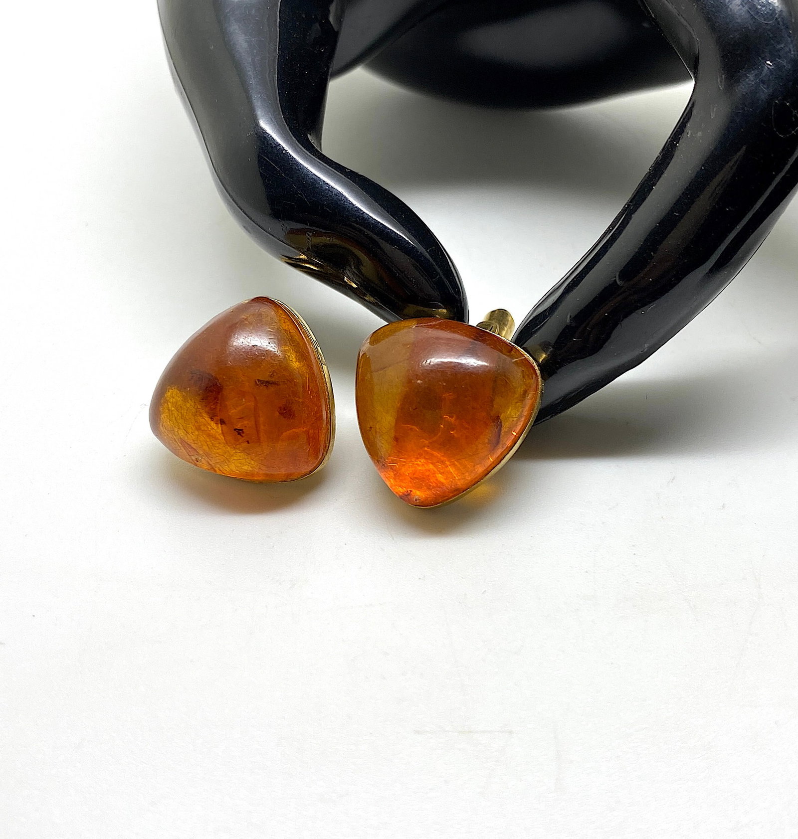 Antique Reuleaux triangle Amber Cufflinks - 7