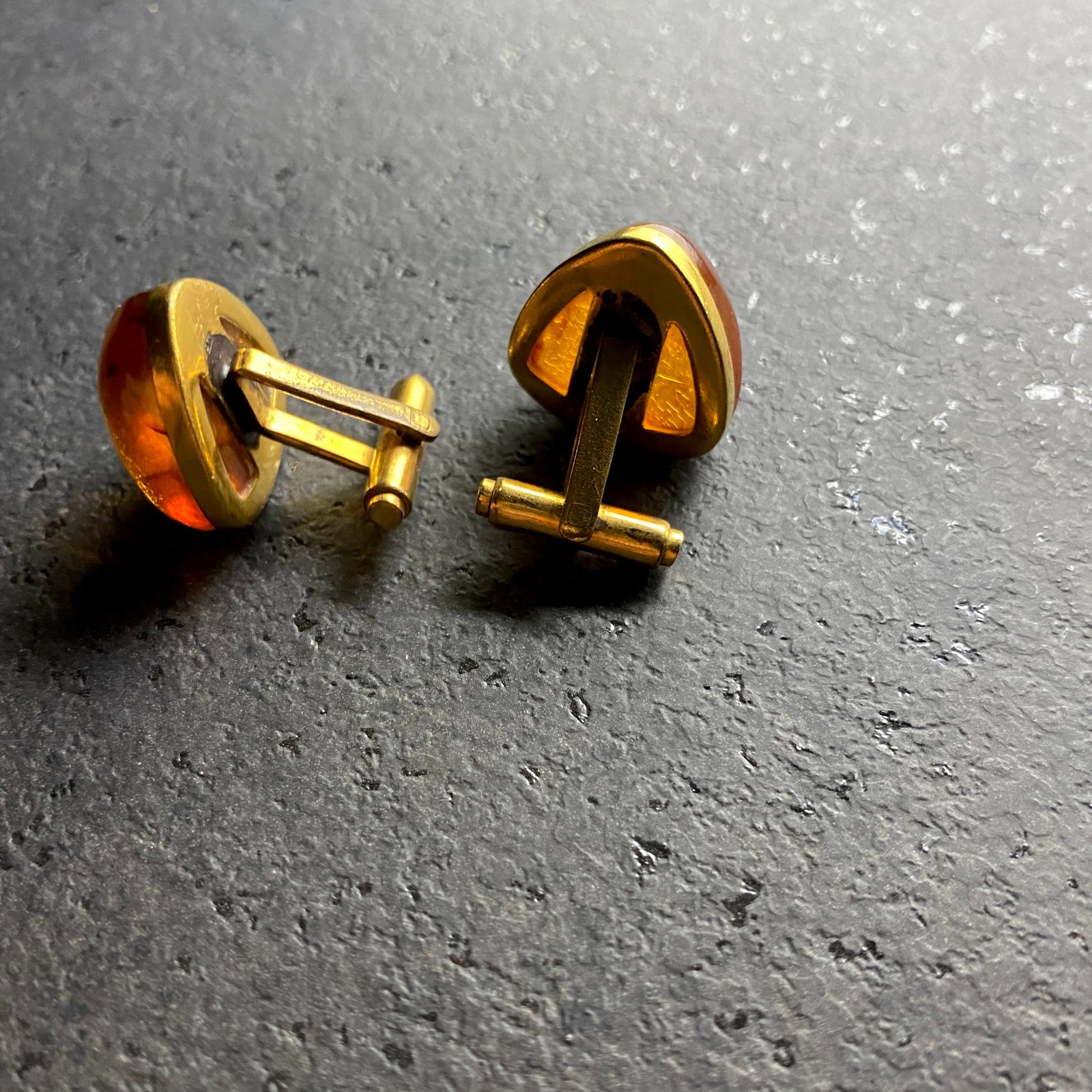 Antique Reuleaux triangle Amber Cufflinks - 8