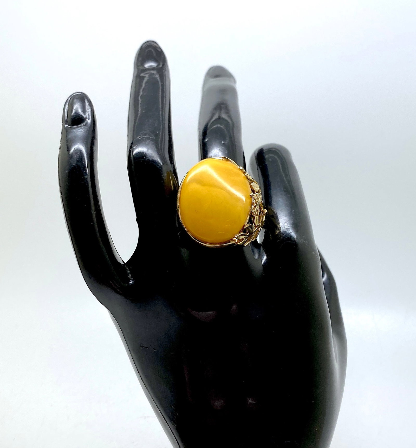 Unique and Amazing Amber Ring with Garnets - 9