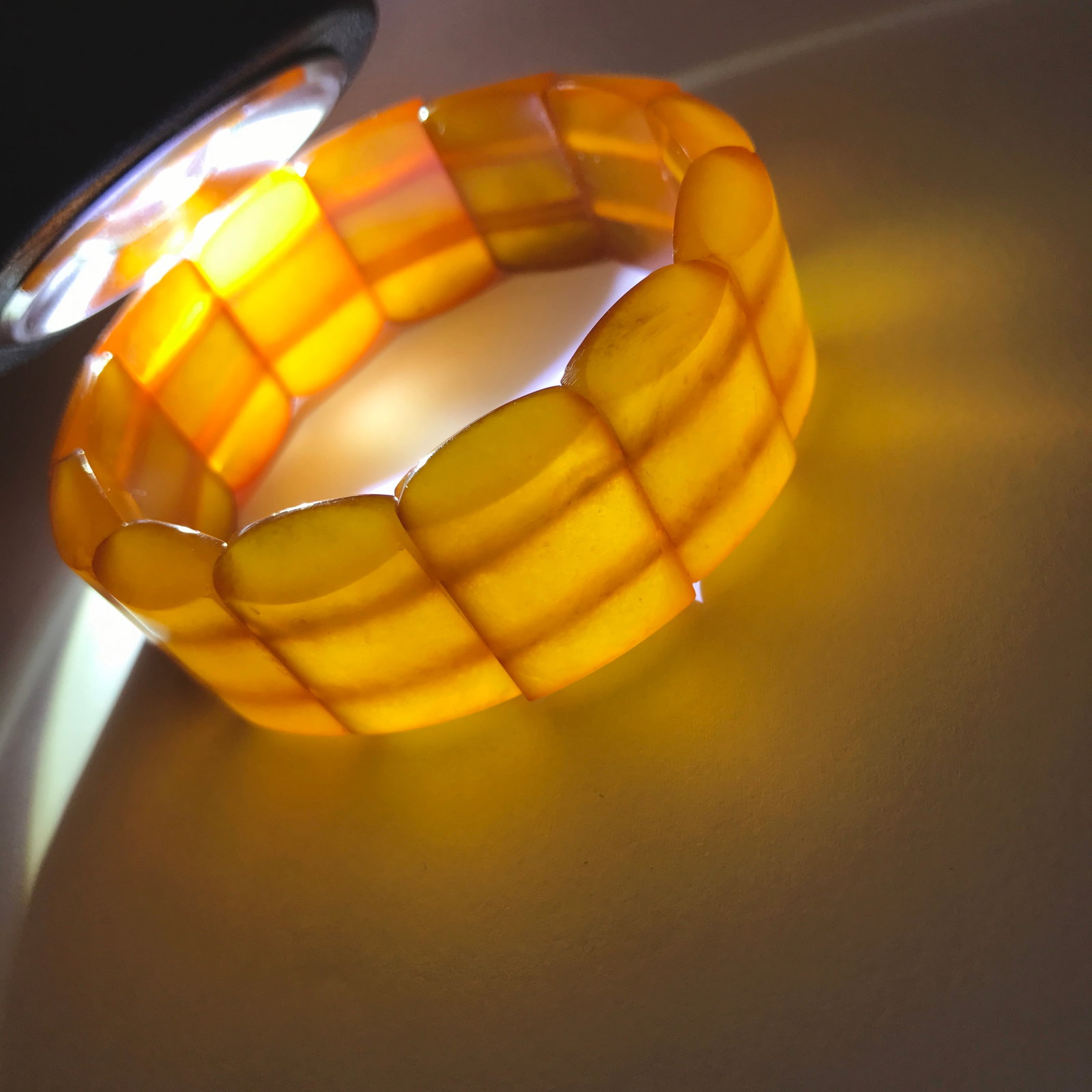 Exquisite Vintage Amber Bracelet made from Plate like Amber beads - 3