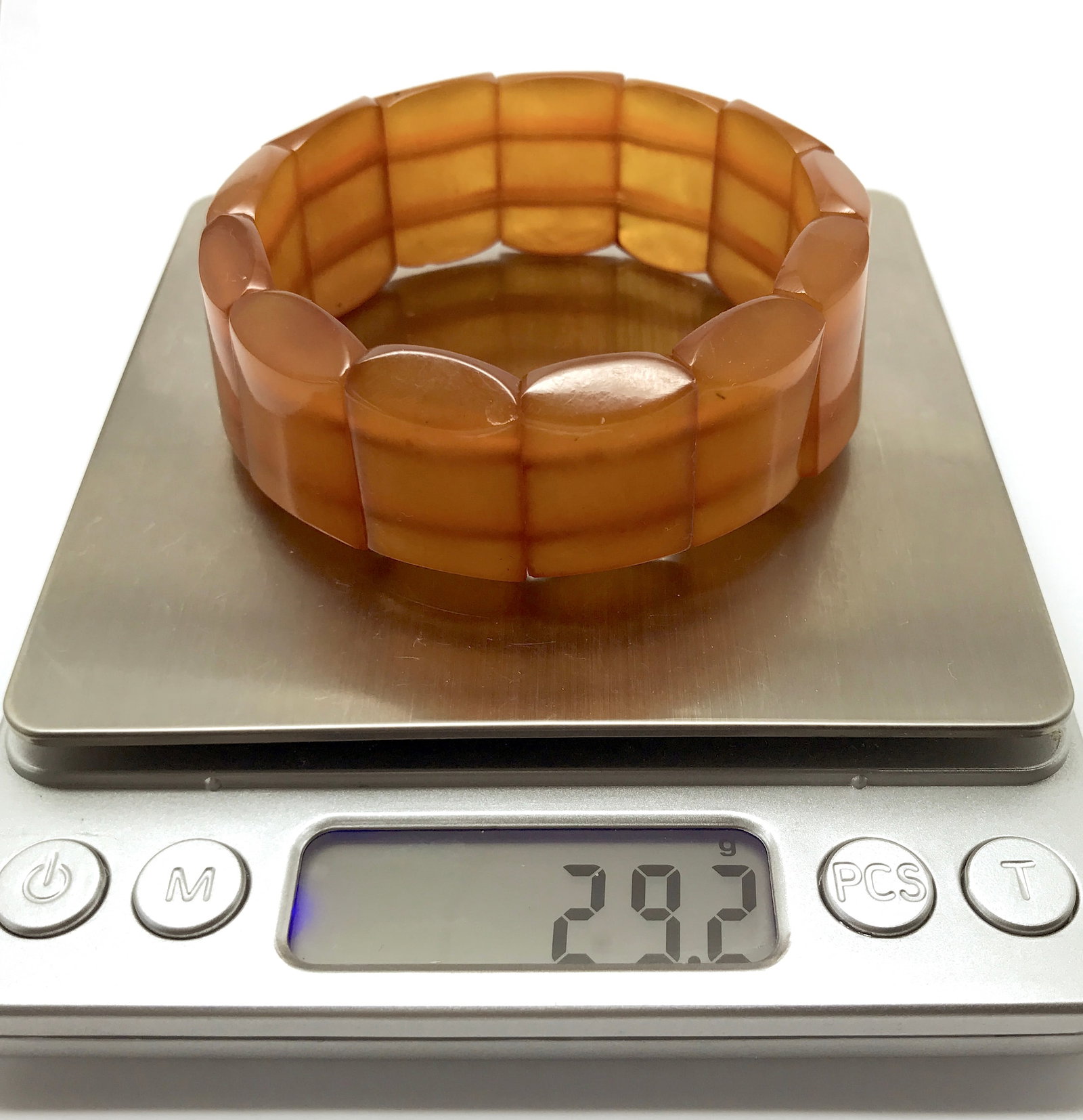 Exquisite Vintage Amber Bracelet made from Plate like Amber beads - 4