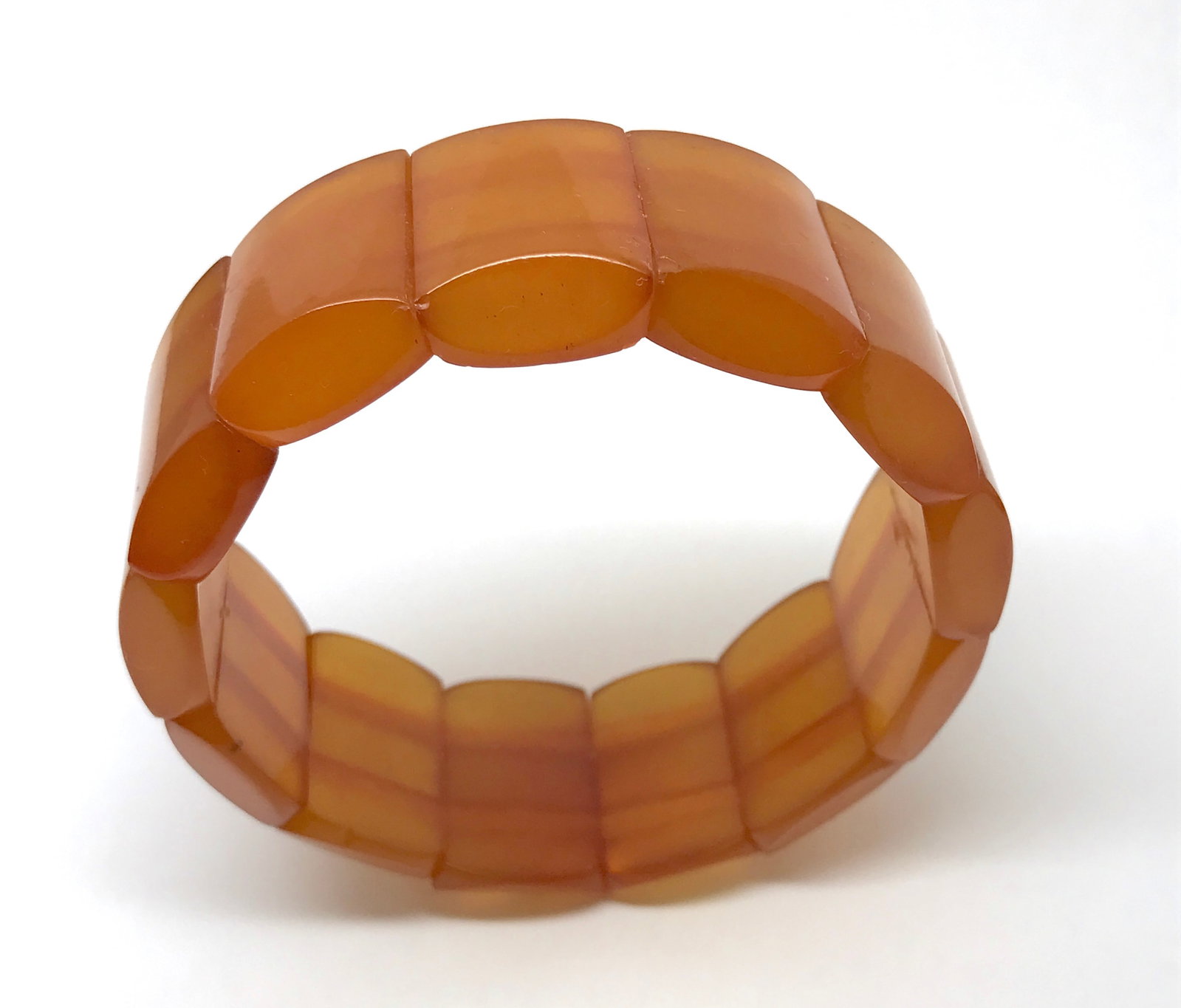 Exquisite Vintage Amber Bracelet made from Plate like Amber beads - 7