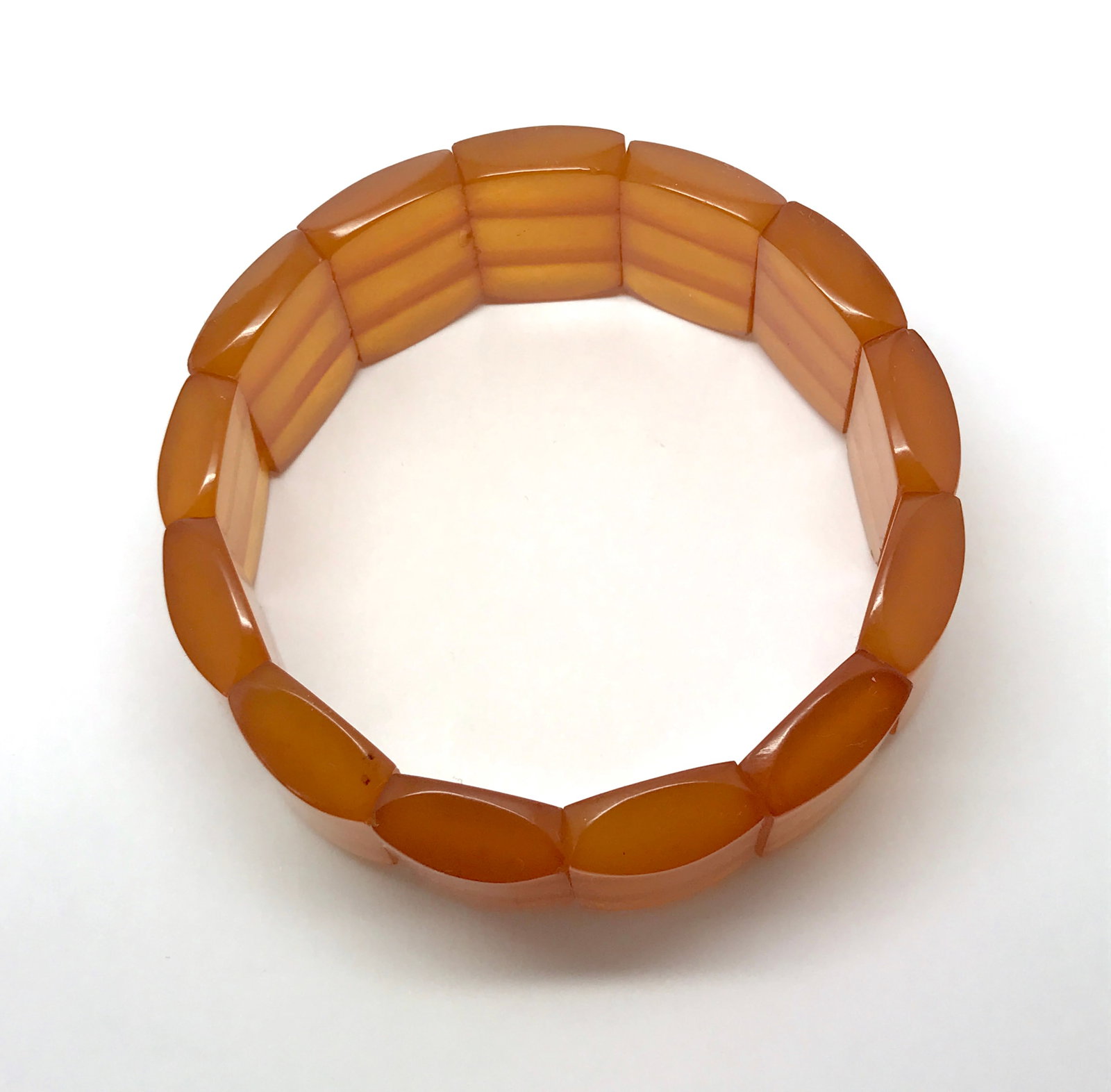 Exquisite Vintage Amber Bracelet made from Plate like Amber beads - 8