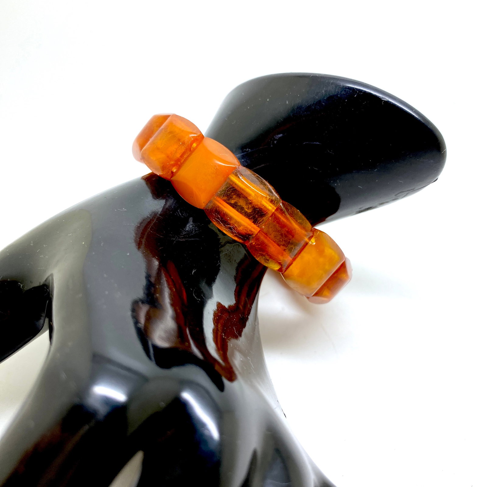 Incredible Unique Vintage Amber Bracelet made from Barrel shaped Amber beads - 6