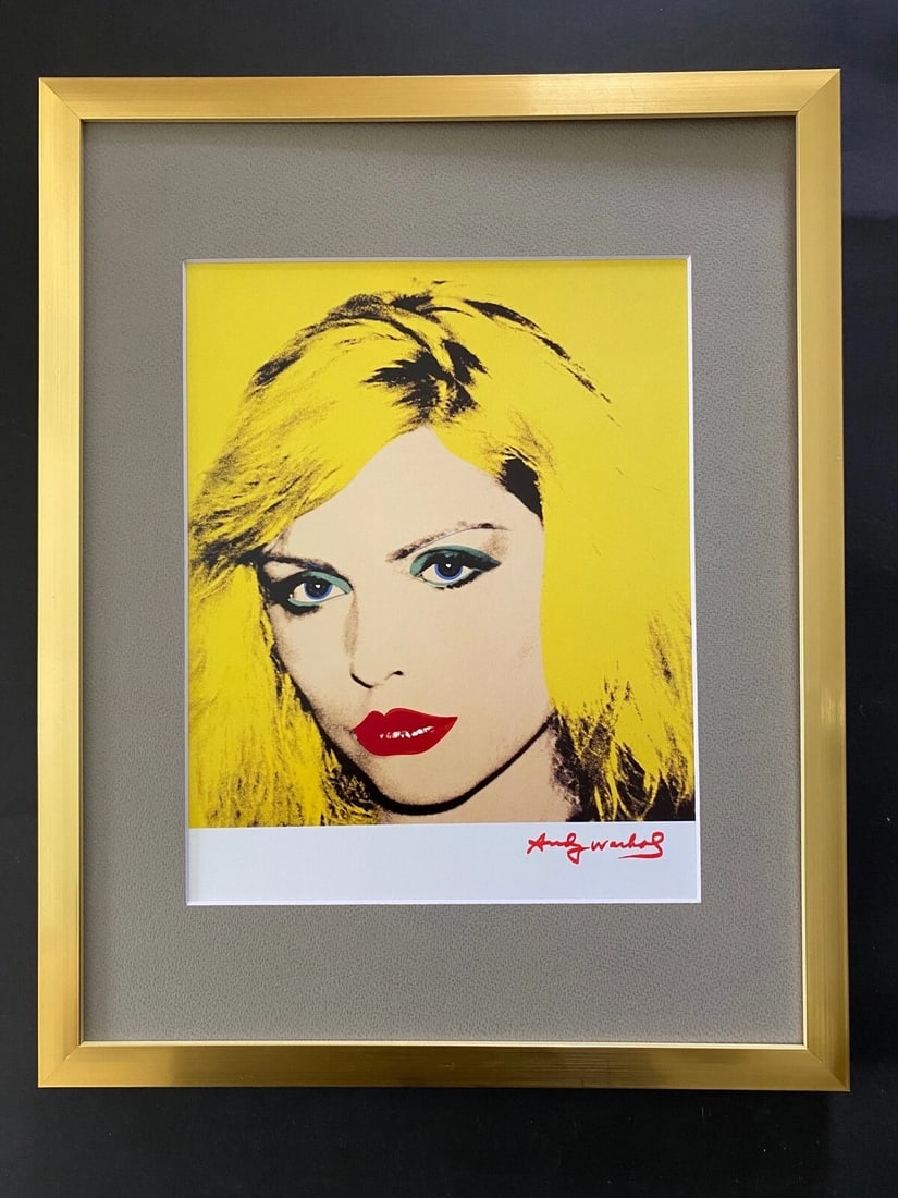 ANDY WARHOL + 1984 BEAUTIFUL SIGNED DEBBIE HARY PRINT FRAMED: This is a Beautiful and Scarce Vintage1984 Print after Andy Warhol " DEBBIE HARRY " FACSIMILE SIGNED IN RED INK Matted and Framed covering an area of 15x12in. Printed in Glossy Paper after the Iconic