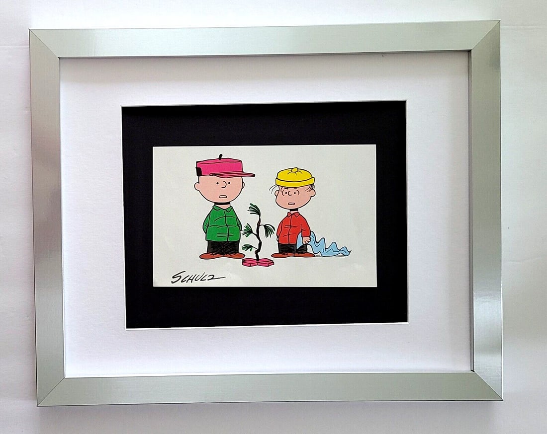 Charles Schulz Snoopy Peanuts Signed 1968 Christmas Cartoon Print Framed: WE HAVE FOR SALE TODAY THIS BEAUTIFUL VINTAGE 1968 OFFSET LITHOGRAPH AFTER CHARLES M. SCHULTZ " CHRISTMAS PEANUTS CARTOON " FACSIMILE SIGNED IN INK THIS ART PRINT IS MATTED AND MOUNTED ON A 14 X 11 IN