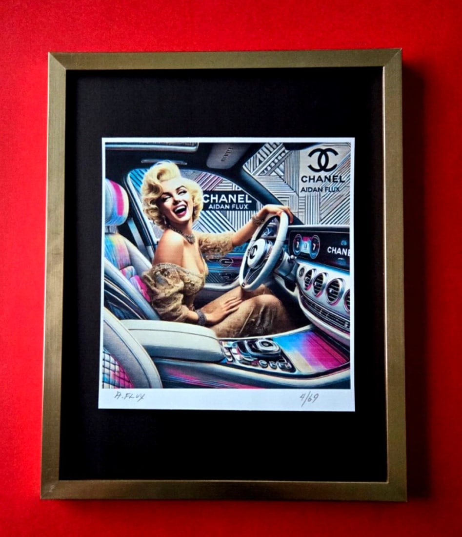 AIDAN FLUX | Hand Signed Original Print Framed COA "MARILYN MONROE ": This is a Stunning and Scarce 100% Authentic New Print by Aidan Flux AIDAN Flux represents a new wave of artists who embrace technology as a partner in creation, crafting works that resonate with the
