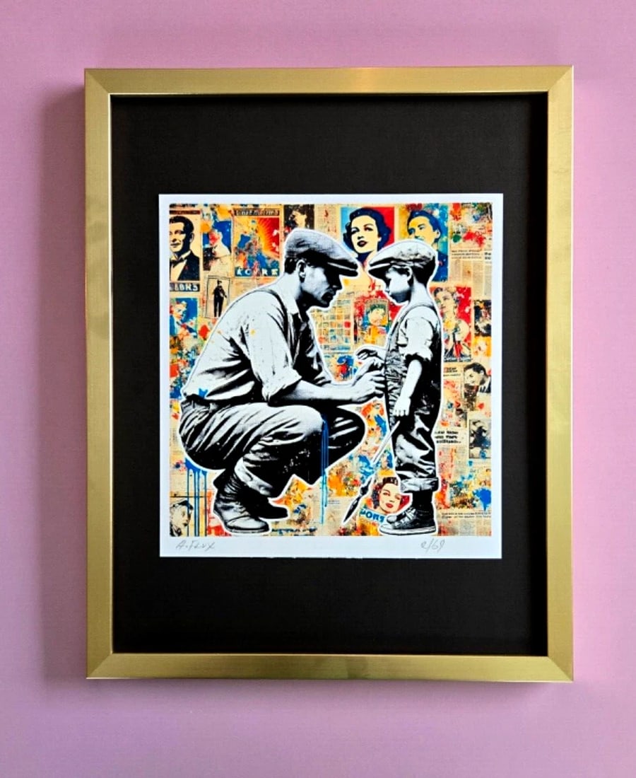 AIDAN FLUX | Hand Signed Original Print Framed Ltd.Ed. COA "MY BOY": This is a Stunning and Scarce 100% Authentic New Print by Aidan Flux AIDAN Flux represents a new wave of artists who embrace technology as a partner in creation, crafting works that resonate with the