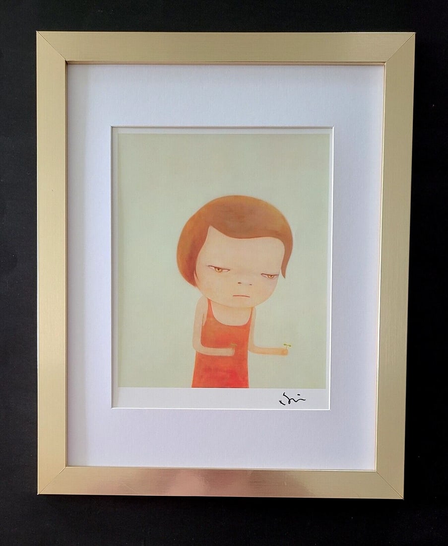 Yoshitomo Nara Signed Contemporary Print from Tokyo Framed Japan Pop Art: We have for Sale this Print After YOSHITOMO NARA AWESOME PRINT FROM TOKYO FACSIMILE SIGNED IN INK FULL OF COLOR PRINT SIZE OF THE PRINT IS ABOUT : 10 X 8 in FRAME COVERS AN AREA OF 15 X 12 in MATTED A