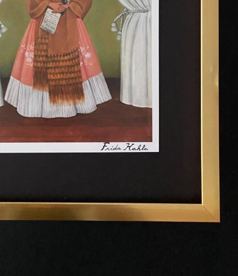 FRIDA KAHLO | Signed Print from Mexico "Self Portrait" + Framed - 3