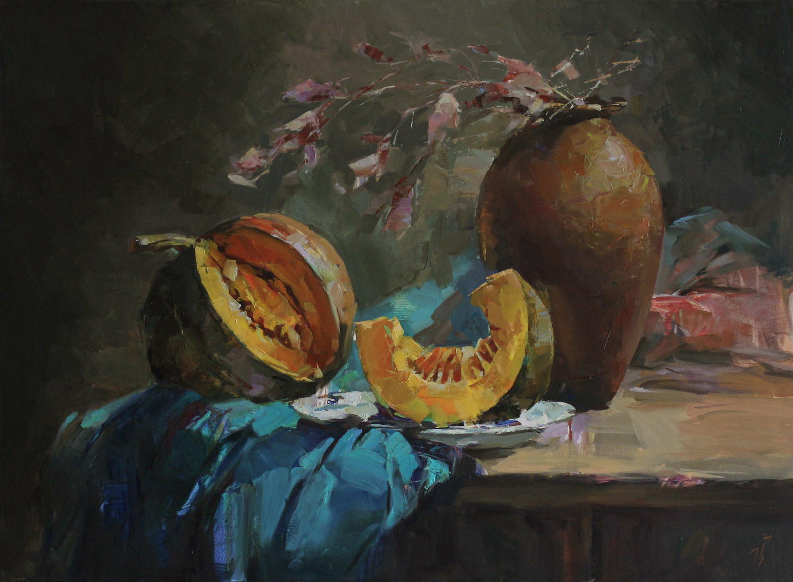Oil still life painting Pumpkins Ivan T.: 15IT Painter: Ivan T. S?ze: 80x60 cm/31.49x23.62 inches Components: oil, canvas Original painting from our collection ERA: 2022 Short information: Reserve: $1,025.00 Shipping: Domestic: Flat-rate of $
