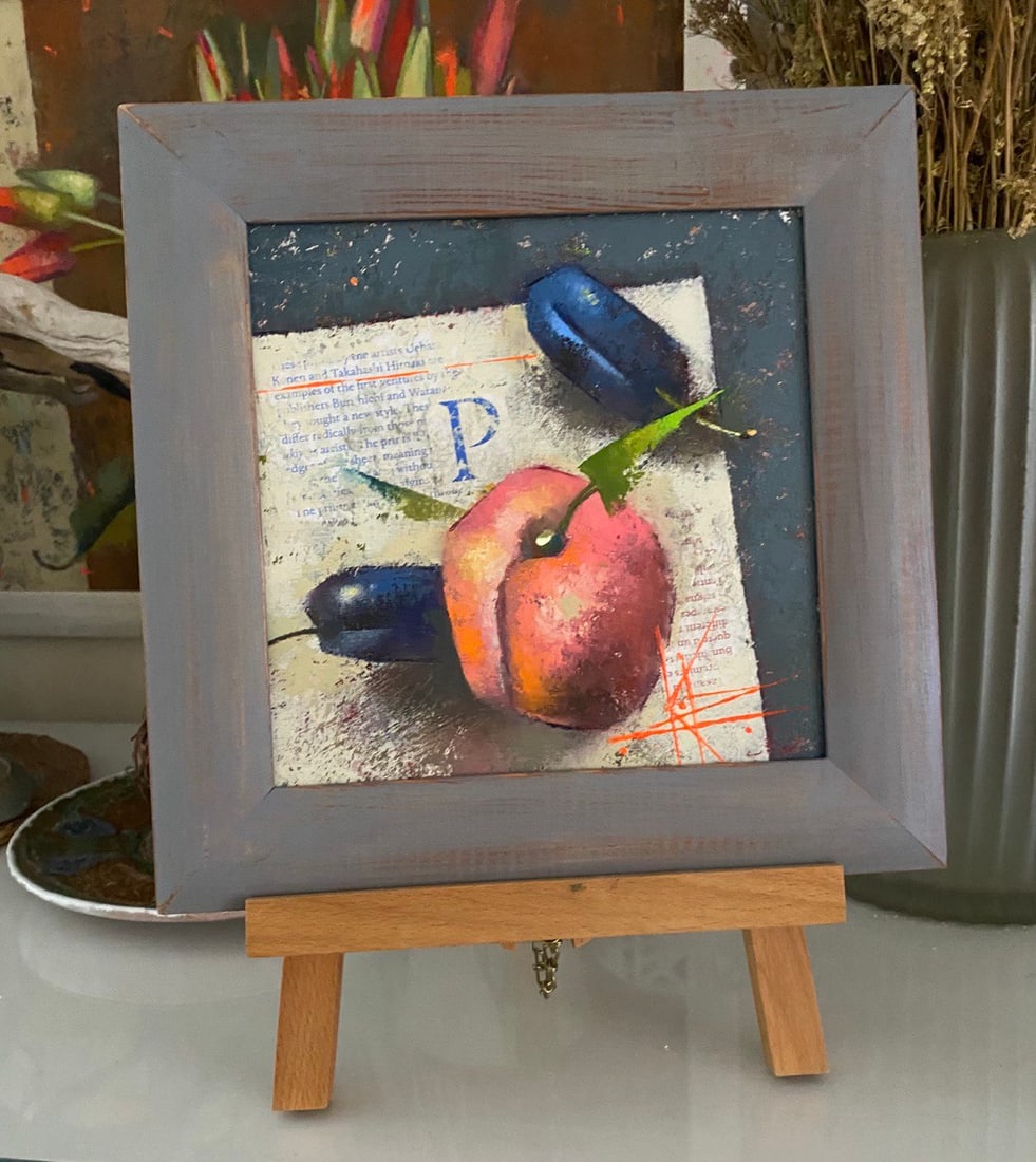 Abstract Oil painting Plums and peach Oksana Kyrylenko - 3