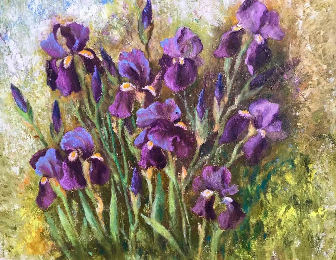 Oil painting Iris flowers Maria Mitrick - 10