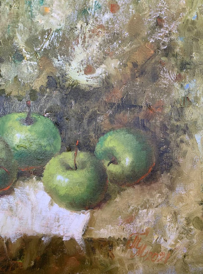Oil painting green apples Maria Mitrick - 5