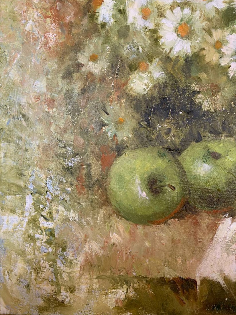 Oil painting green apples Maria Mitrick - 6