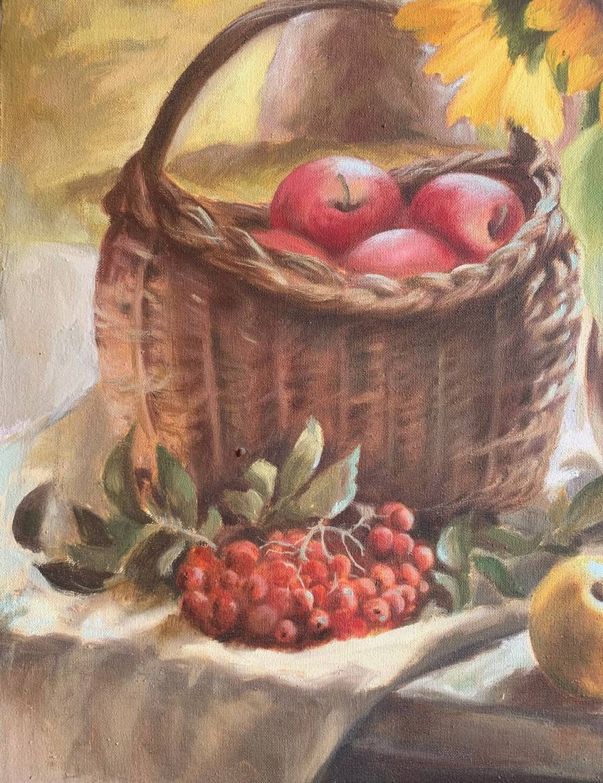 Oil painting Autumn in the village of Lumshorakh Maria Mitrick - 5