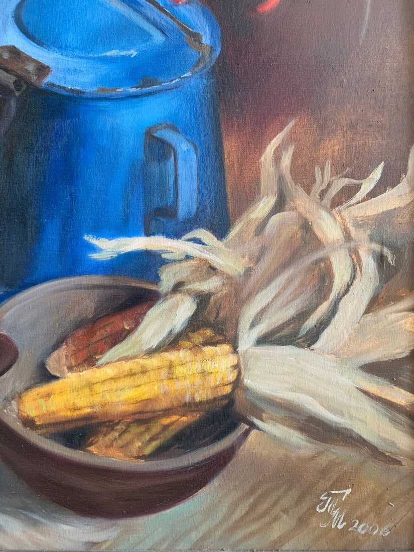 Oil painting still life with corn Maria Mitrick - 4