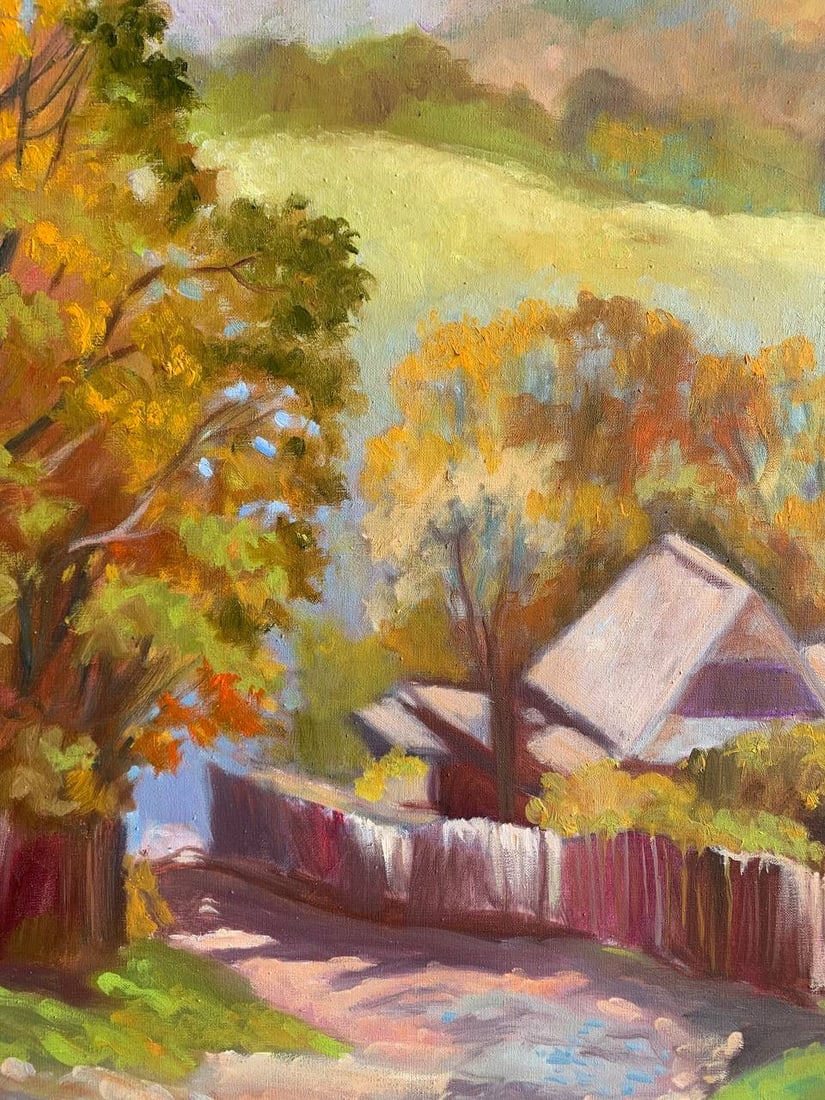 Oil painting autumn sunny morning Maria Mitrick - 2