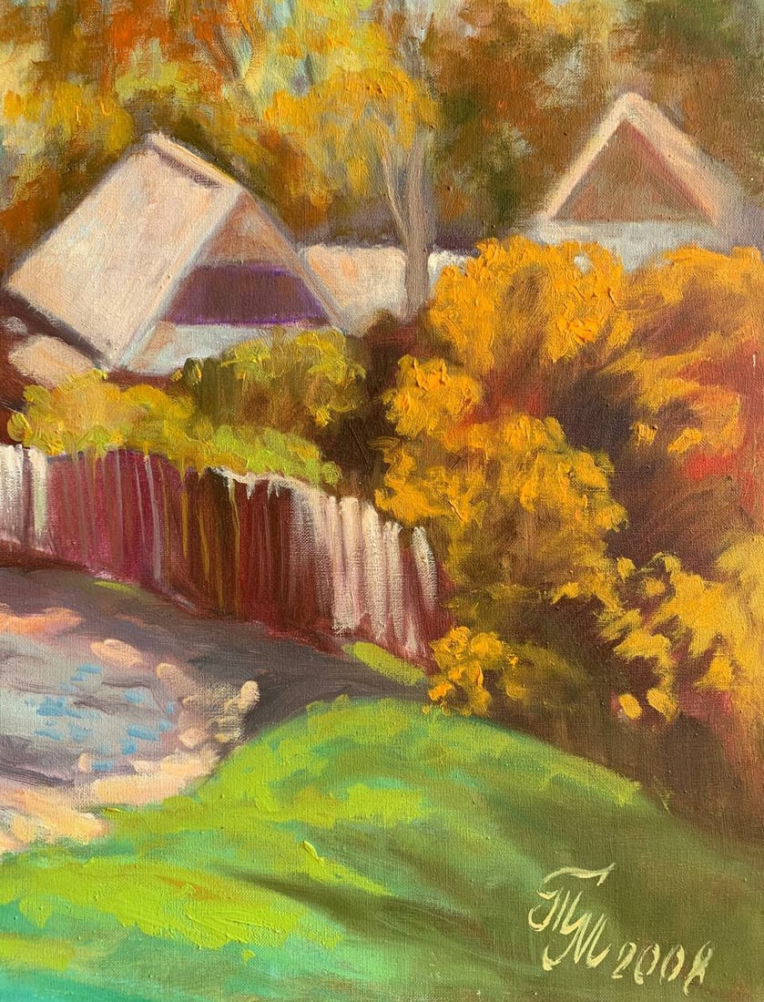 Oil painting autumn sunny morning Maria Mitrick - 4