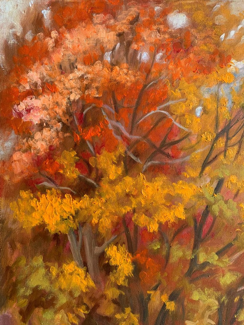 Oil painting autumn sunny morning Maria Mitrick - 6