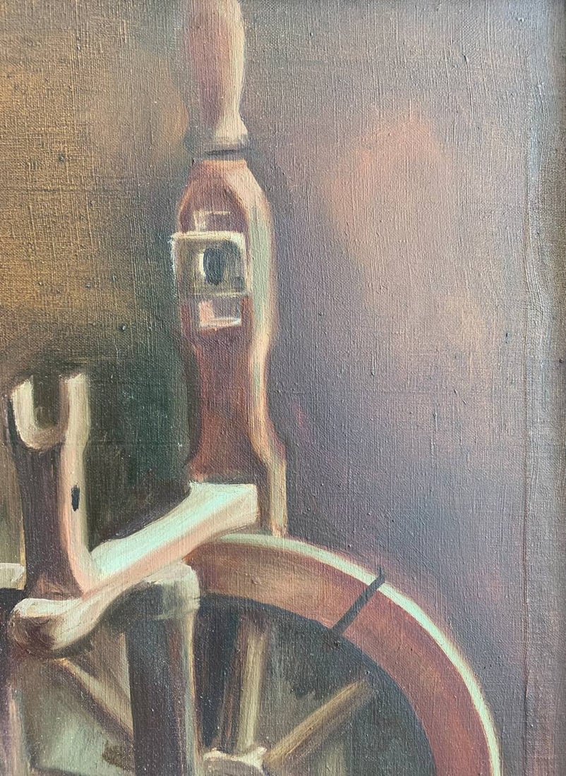 Oil painting spinning wheel still life Maria Mitrick - 3