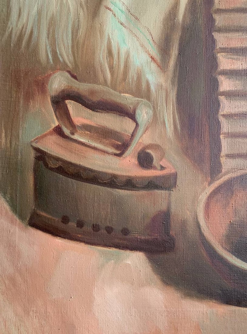 Oil painting spinning wheel still life Maria Mitrick - 5