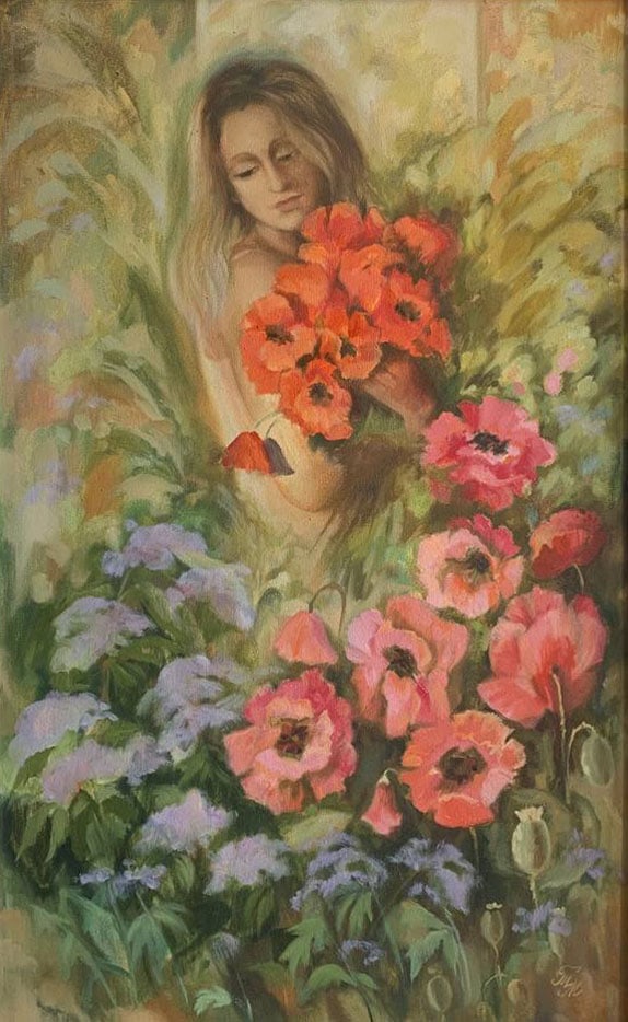 Oil painting Summer Maria Mitrick: 50MITR Painter: Maria Mitrick S?ze: 90x55 cm/ 35.43x21.65 inches Components: oil, canvas Original painting CONDITION: exellent ERA: ARTIST: Member of the National Union of Artists of Ukraine (2003). S