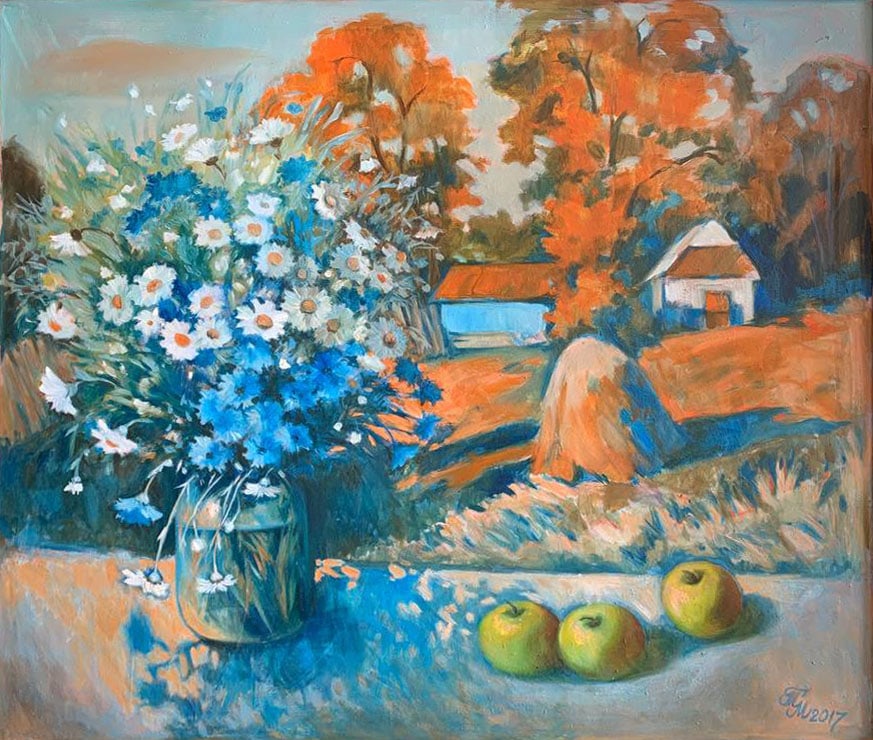 Oil painting Wildflowers Maria Mitrick: 51MITR Painter: Maria Mitrick S?ze: 80x90cm/ 31.4x35.43 inches Components: oil, canvas Original painting CONDITION: exellent ERA: 2017 ARTIST: Member of the National Union of Artists of Ukraine (2003)