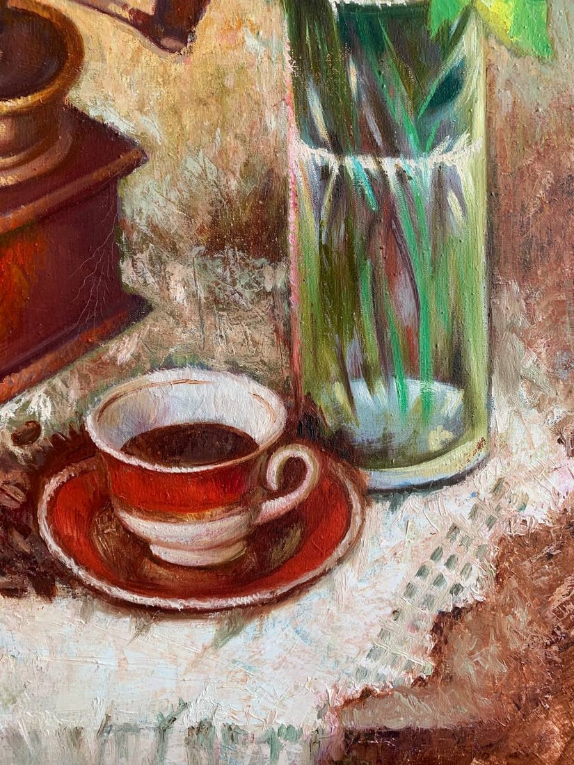 Oil painting morning coffee Maria Mitrick - 4