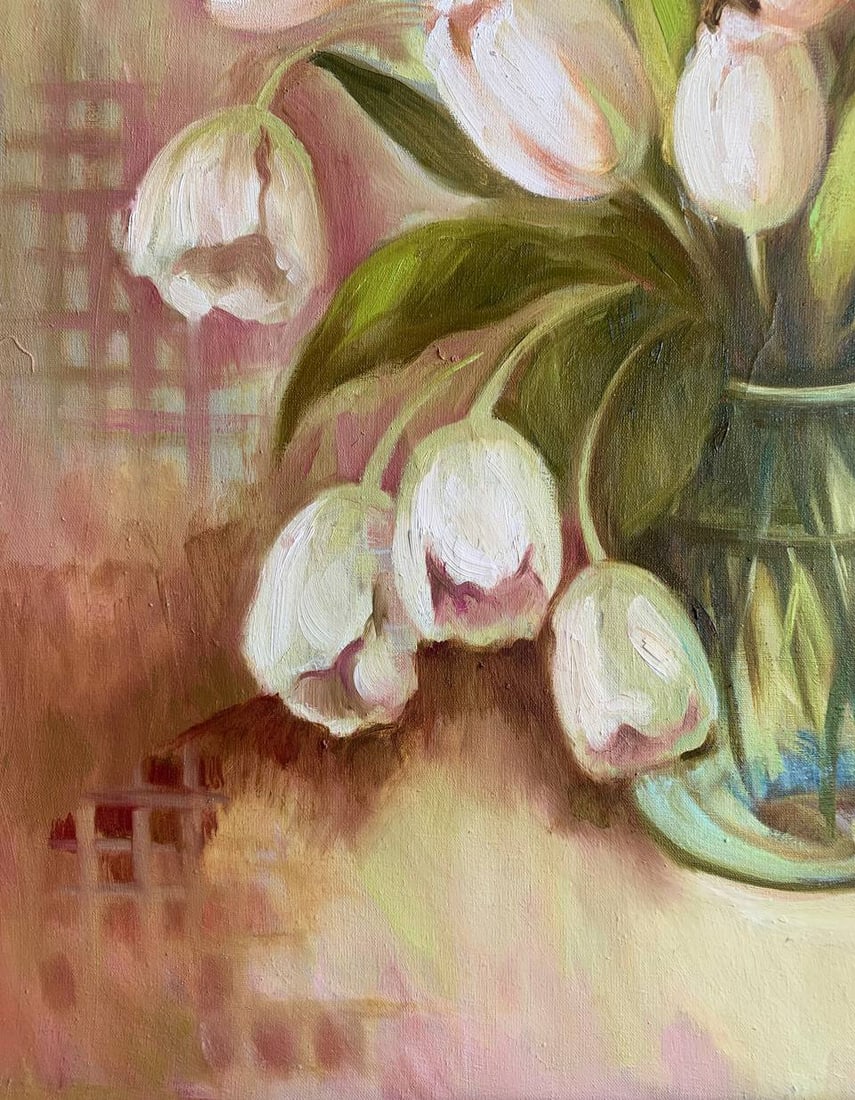 Oil painting white tulips Maria Mitrick - 6