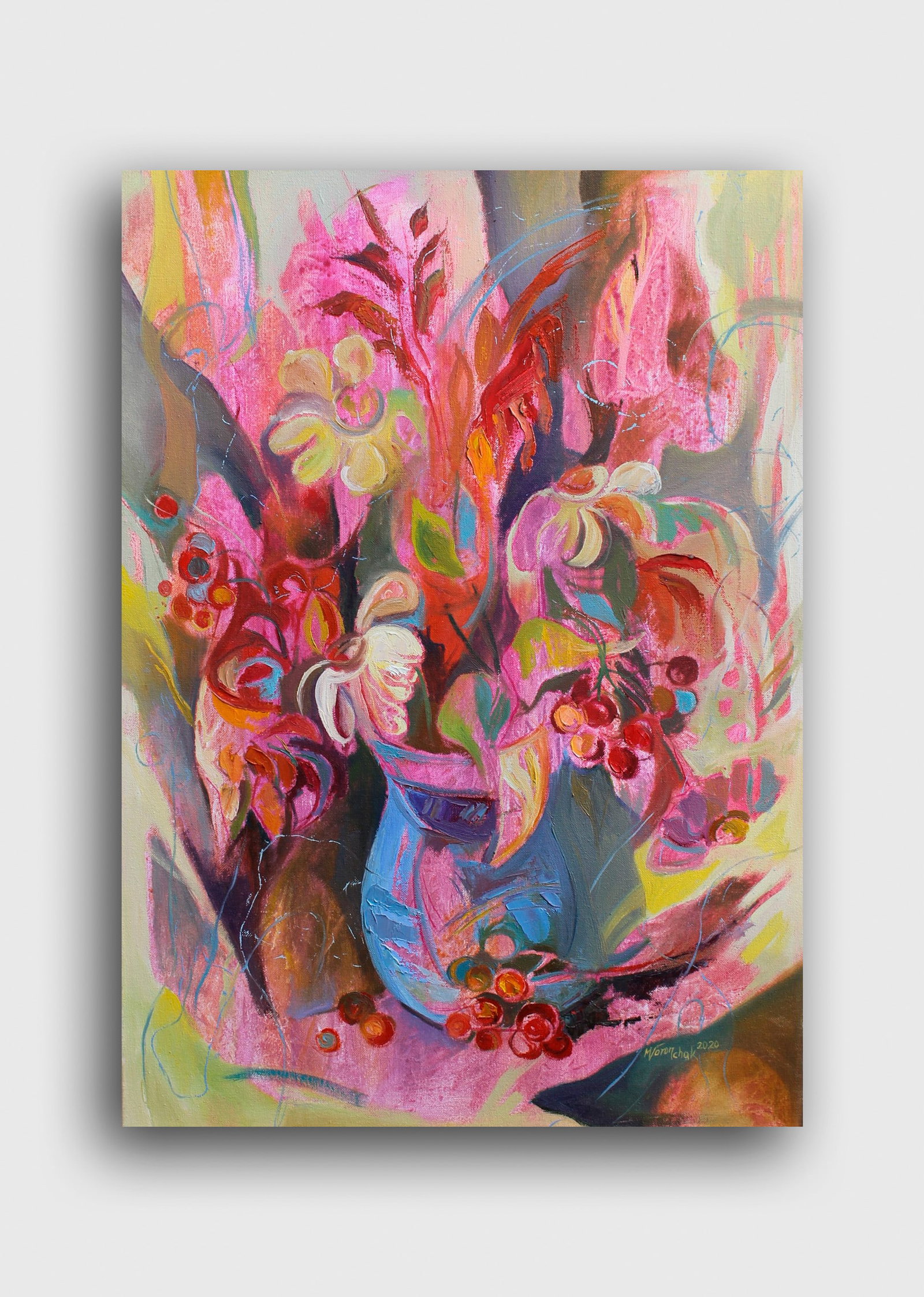 Oil acrylic painting Crimson Maria Voloschak - 8