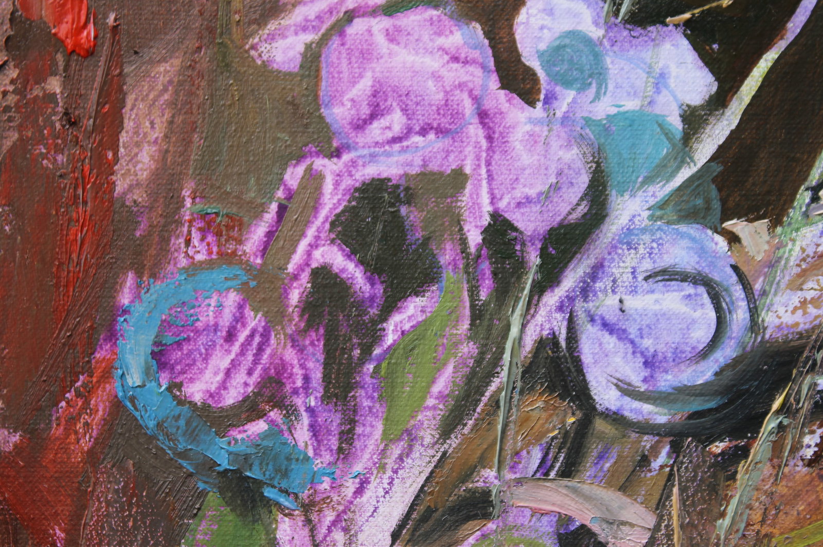 Oil acrylic painting Still life with a basket Maria Voloschak - 4