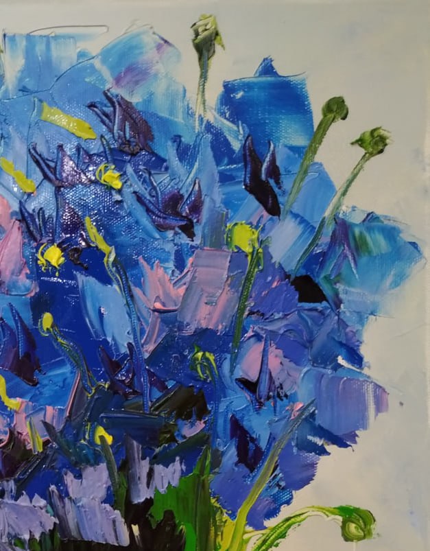Oil painting Cornflowers Nina L - 6