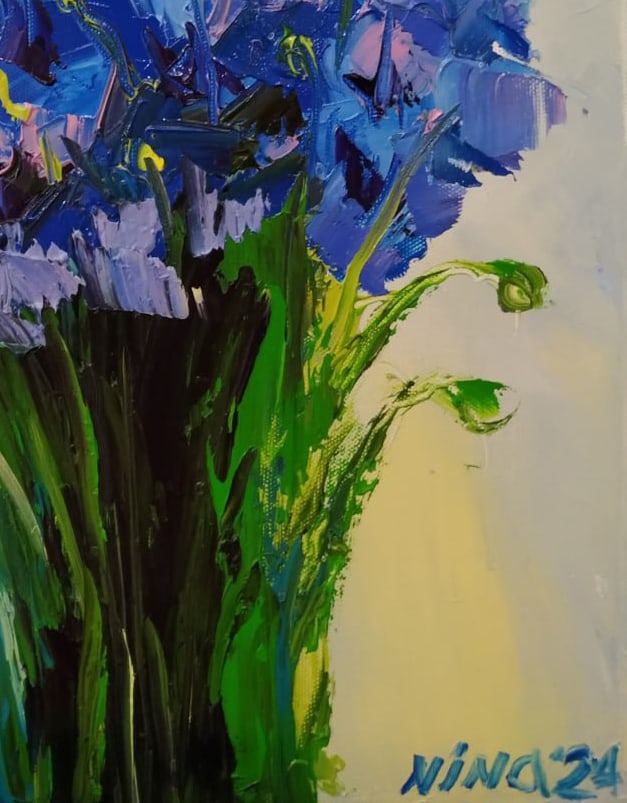 Oil painting Cornflowers Nina L - 8